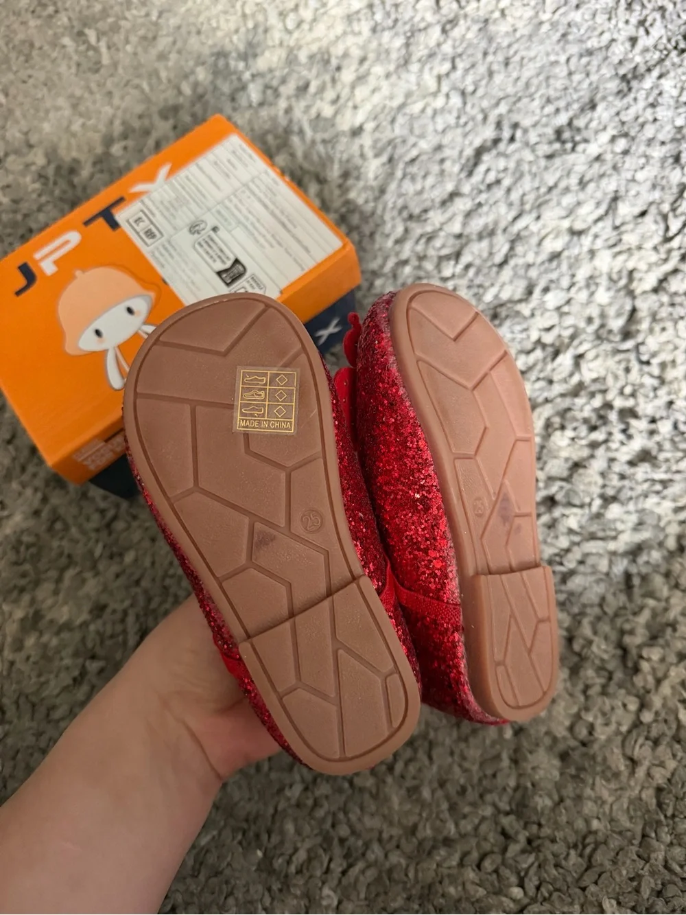 Kids Red Sparkle Butterfly Mary Jane Shoes